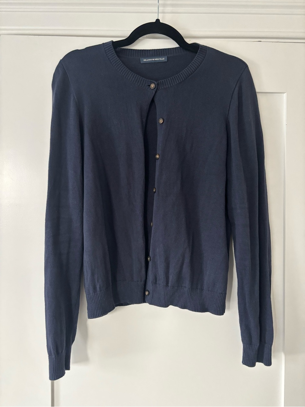 Brandy Melville Navy Button-Up Crewneck Cardigan OS